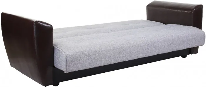 Диван-кровать Амстердам, 120х190, книжка, рогожка/экокожа, серый