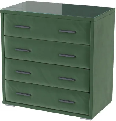 Интерьерный комод со стеклом изумруд