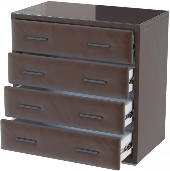 Интерьерный комод со стеклом коричневый