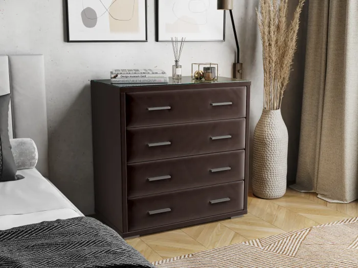Интерьерный комод со стеклом коричневый