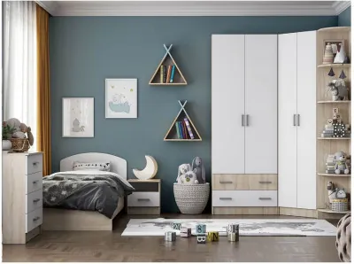 Модульная детская Мартина, композиция 1 (Белый глянец, Дуб Сонома)