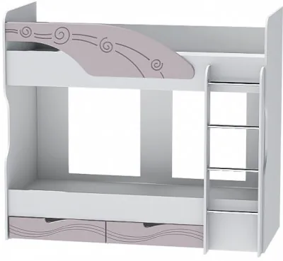 Двухъярусная кровать Бриз-5, Белый/Ирис (Волна)