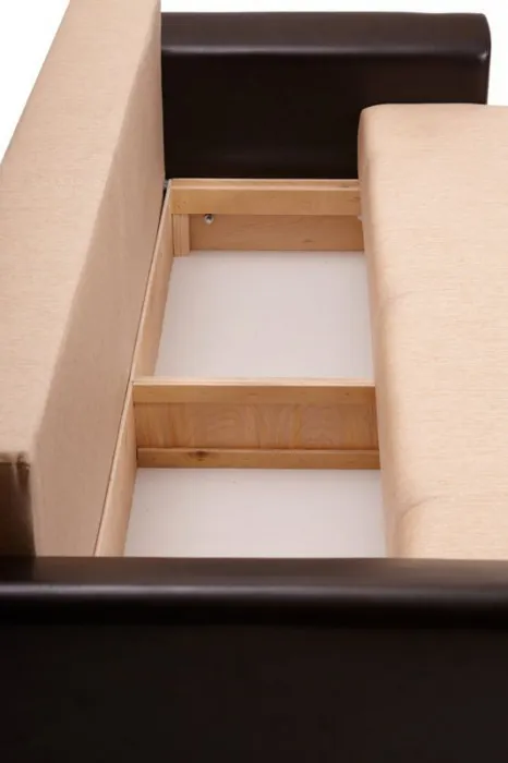 Диван-кровать Амстердам, 160х195, раскладной, еврокнижка, независимый пружинный блок, рогожка/экокожа, коричнево бежевый