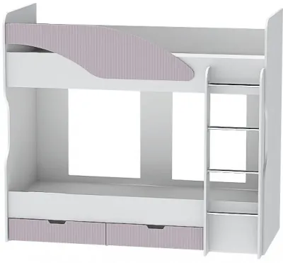 Двухъярусная кровать Бриз-5, Белый/Ирис (Полосы)