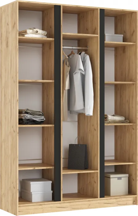 Келвин Шкаф 3-х створчатый 1500, Дуб крафт/Изумрудный