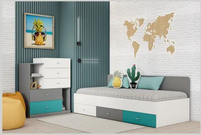 Модульная детская Клео набор 4 (Графит/Миндаль/Океан)