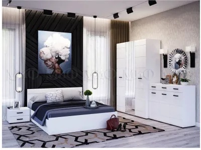 Модульная спальня Нэнси New МДФ (Белый глянец)