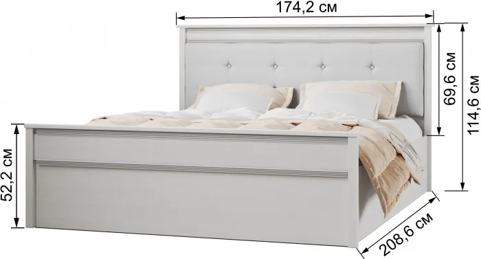 Ливорно Кровать ЛКР-1 (1,6) с ортопедом, Ясень анкор светлый