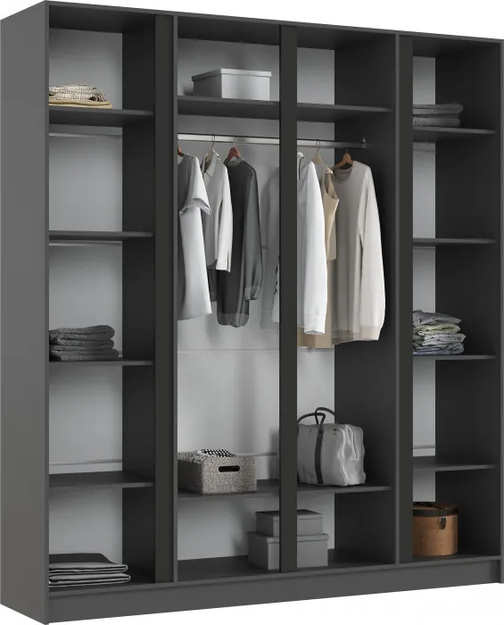 Келвин Шкаф 4-х створчатый 2000, Графит/Изумрудный