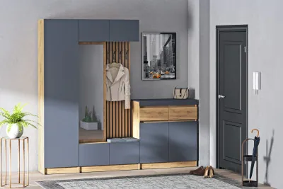 Модульная Прихожая Иннэс-10, набор 3, Дуб крафт золотой/Графит