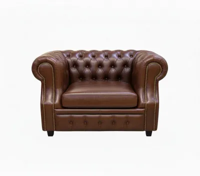 Кресло Честер ЛОФТ, экокожа, светло-коричневый