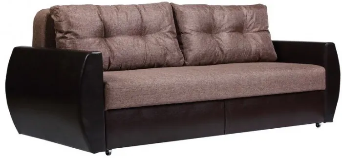 Диван-кровать Бостон 160х195, еврокнижка, рогожка/экокожа, коричневый