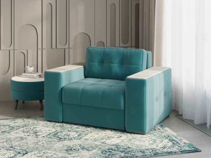 Кресло-кровать "Нави", Бирюза/МДФ клен кремовый