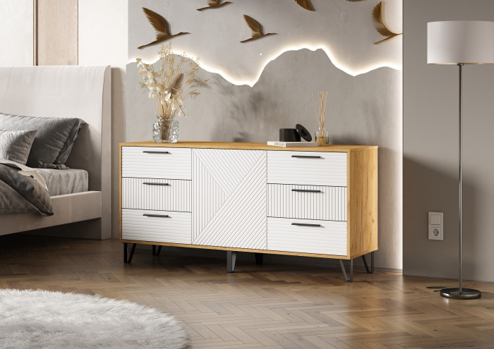 Флэш Комод 1500 браш вайт/дуб крафт