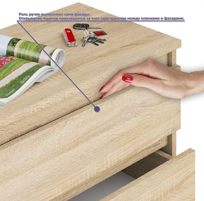 Мори Стол компьютерный МС-2 + Комод МК800.4, цвет дуб сонома, ШхГхВ 215,8х50х94 см., универсальная сборка