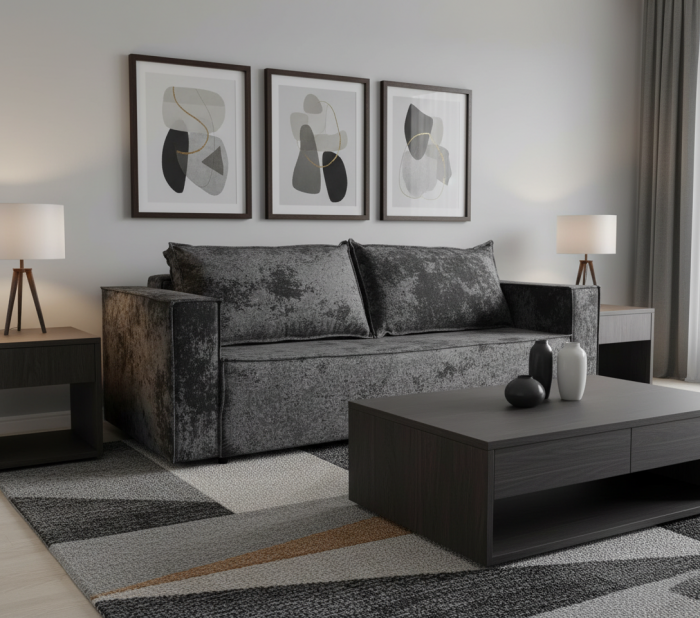 Диван-еврокнижка Лофт Люкс Плюш, 140х195, черный