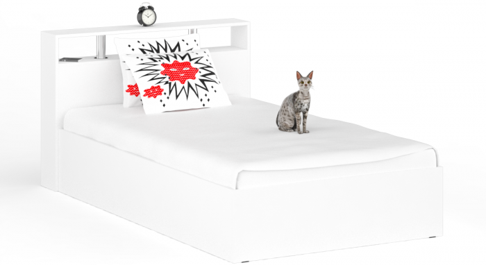 Камелия спальня № 6 Кровать 1200 + Две тумбы + Стол косметический + Зеркало, белый