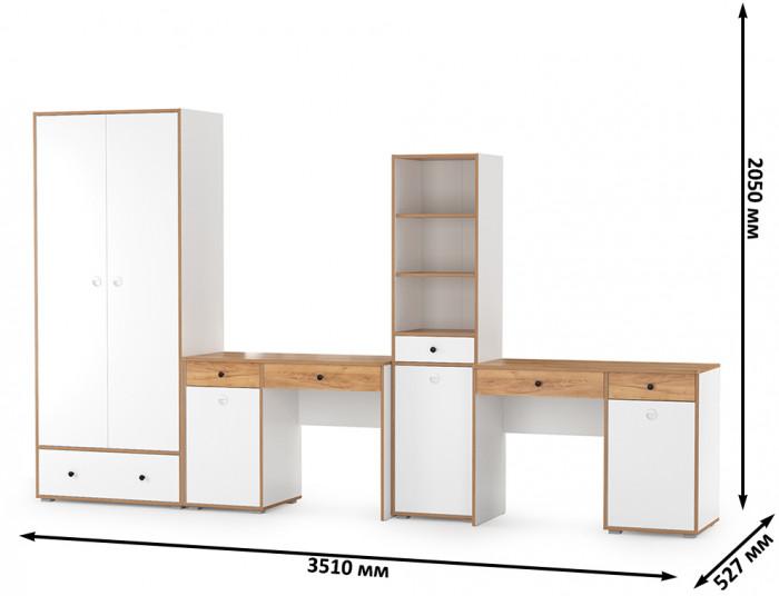 Вуди Компоновка № 29, белый премиум/дуб крафт золотой