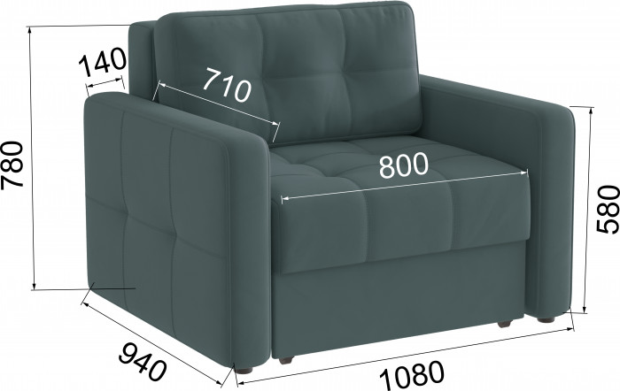 Кресло-кровать Брэй, Серый