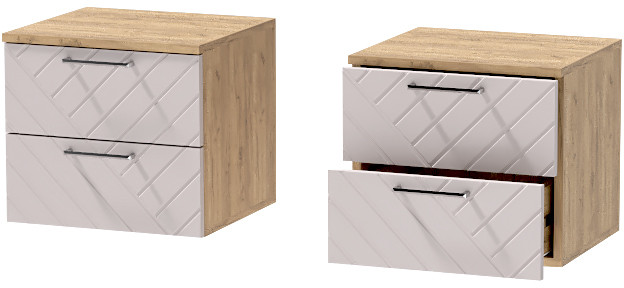 Тумба-6 прикроватная подвесная "Иннэс-7", Крафт золотой/Грэй софт