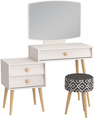 Афина Спальня 4-25901М1к.с. Трюмо + Банкетка 6-5132ТКчёр Юна, цвет кашемир серый/ткань чёрная, ШхГхВ 105х38,6х129 + 33х33х45 см., универс. сб.