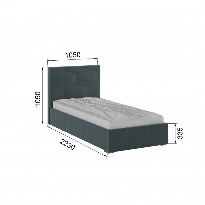 Манука Кровать интерьерная 900 серый, ортопед