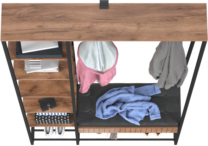 Гранд 15.124N Прихожая, дуб крафт табачный/искуственная кожа чёрная