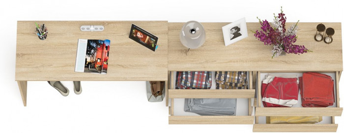 Мори письменный стол МСП1200.1 + Комод МК1380.6, дуб сонома