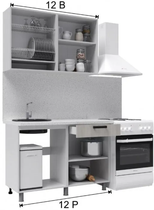 Кухонный гарнитур Осло 1,2м Карбон форфор