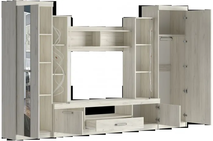 Гостиная Атлантида 2Б (Дуб Крафт белый)