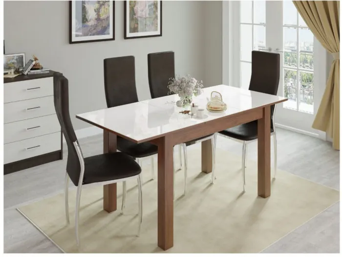 Стол обеденный Бруно 1100х700 орех шоколадный/лакобель белый