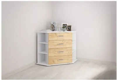 Комод угловой Катрин-7 белый/дуб крафт золотой