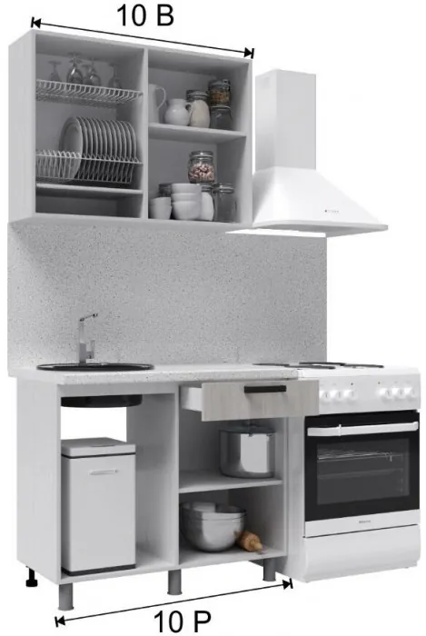 Кухонный гарнитур 1,0м Кантри Дуб канадский/Карбон вулкан