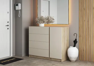 Бостон Комод КМ-001 ЛДСП, крафт серый/кашемир