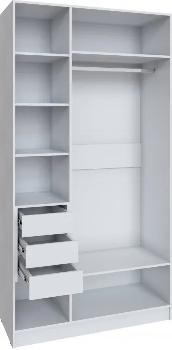 Шкаф Мадрид (1,2) с 3 ящ. внутри с зеркалом, Белый