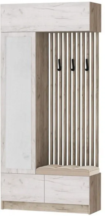 Модульная прихожая "Руэлла", композиция 2 - Крафт серый/Крафт белый