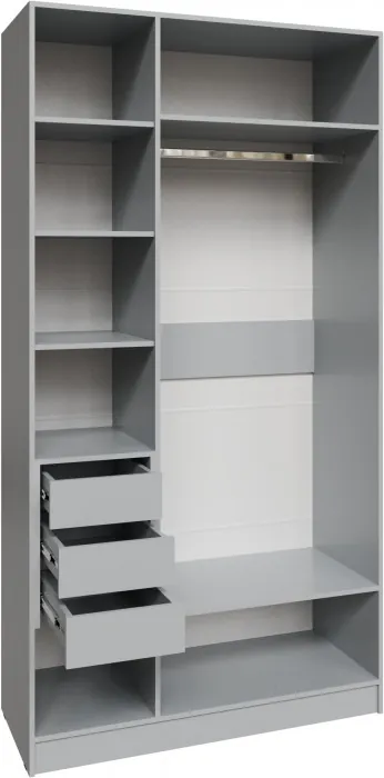 Шкаф Мадрид (1,2) с 3 ящ. внутри с зеркалом, Камень серый