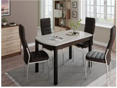 Стол обеденный Бостон-3 металл черный/белый гранит