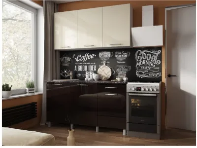 Кухонный гарнитур Танго 1,5м Ваниль/Горький шоколад