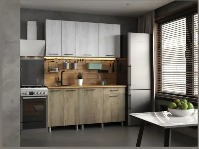 Кухонный гарнитур Палермо 1,8м Дуб Остин Серый/Дуб Остин бежевый