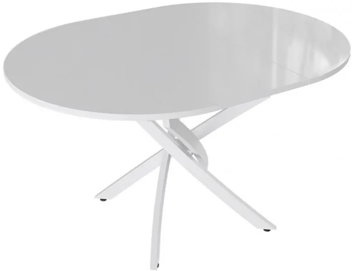 Стол обеденный Галакси, Белый муар/Белый глянец