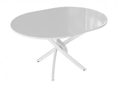 Стол обеденный Галакси, Белый муар/Белый глянец