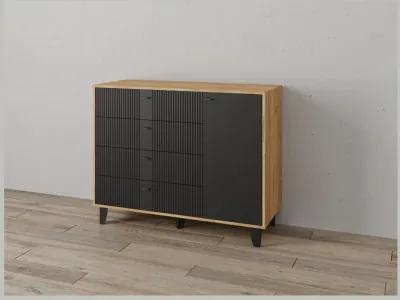 Комод Катрин-13 дуб крафт золотой/карбон вулкан