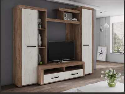 Гостиная Марсель-4, Крафт табачный/Крафт белый