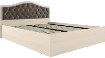 Кровать Дели дуб молочный + велюр шоколад, ортопед 140