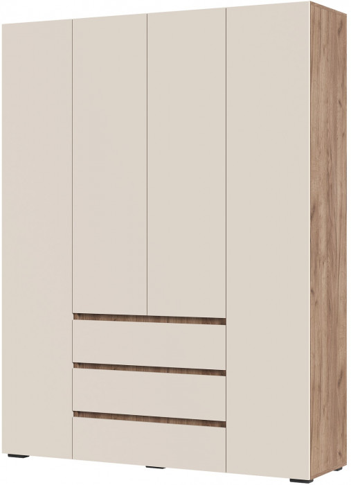 Хелен ШК 05 Шкаф 4х створчатый с ящиками (1600х2080х460) кашемир/дуб крафт табачный