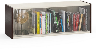 Полка книжная С-МД-КН01, цвет венге/дуб, ШхГхВ 83х25х30 см., стеклянные дверцы (ДВА ЦВЕТА венге и дуб)