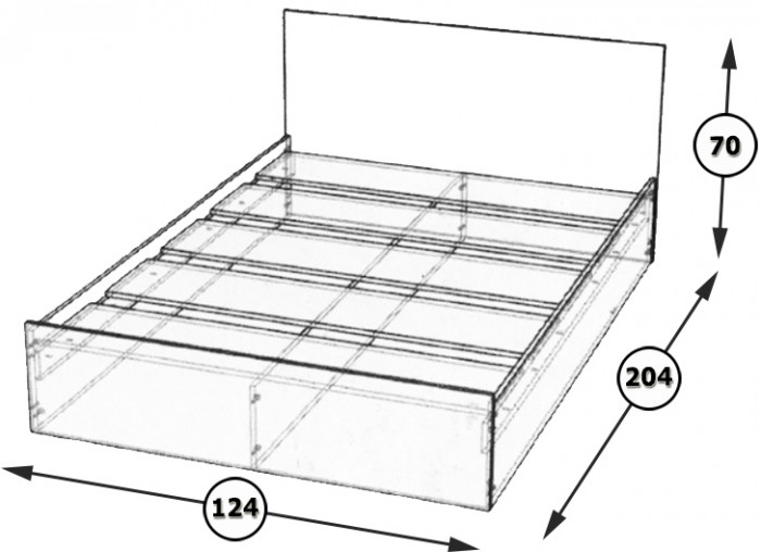 Стандарт Кровать 1200, цвет белый, ШхГхВ 123,5х203,5х70 см., сп.м. 1200х2000 мм., без матраса, основание есть