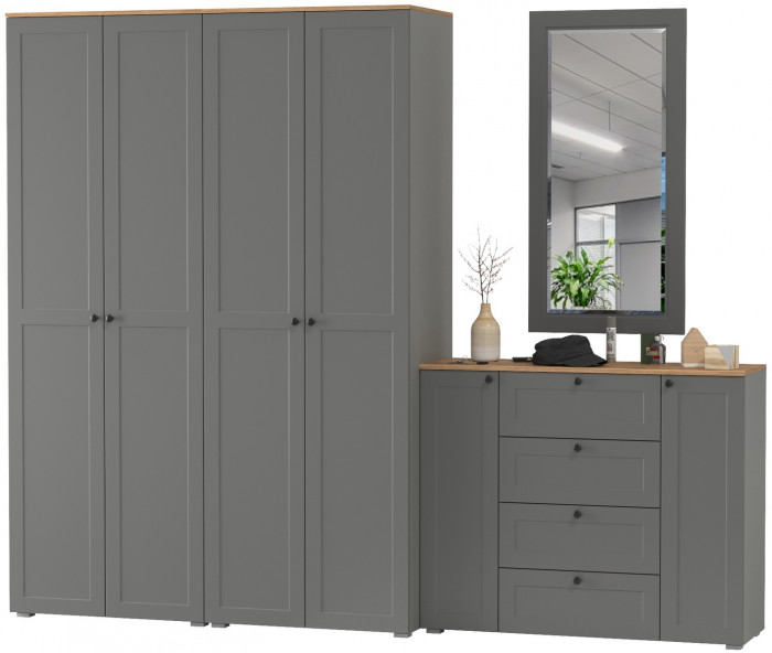 Остин Прихожая 26, серый графит/дуб крафт золотой