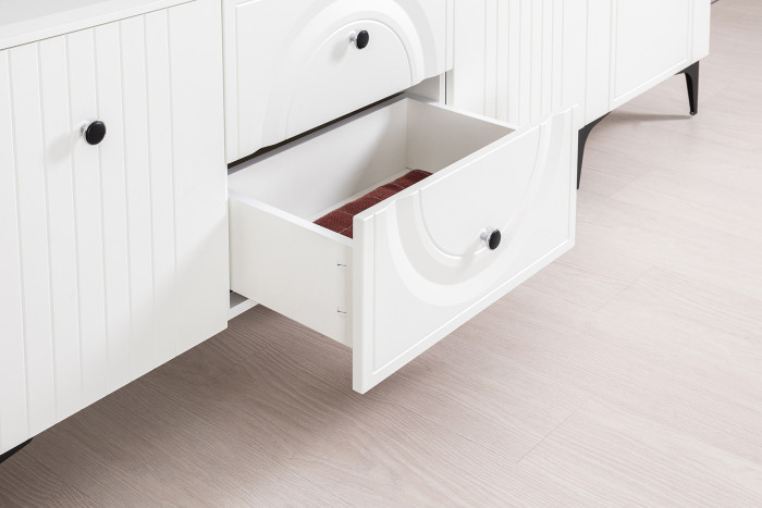 Валенсия Гостиная № 073, ЛДСП белый шагрень/МДФ белый шагрень